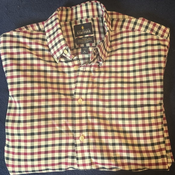 Stafford Other - Stafford Red and White Casual Button Down Shirt 16 1/2 34/35